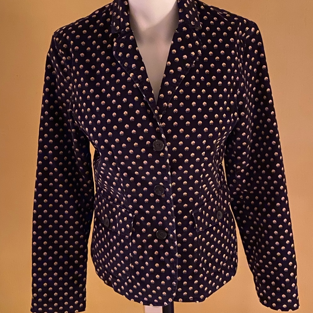 Land’s End blazer, light corduroy, floral detail